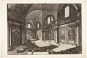 Det indre af kirken Santa Maria degli Angeli, beliggende i Diocletian's termer by Giovanni Battista Piranesi