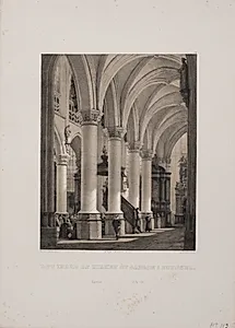 Det indre af kirken St. Sablon i Bryssel. by Adolph Kittendorff