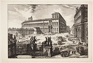 Det indre af Peterskirken, med Bernini's baldochino by Giovanni Battista Piranesi