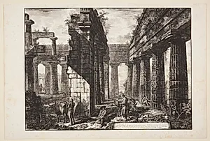 Det indre af ruinerne af en af pronaoi til Neptun-templet [...] by Giovanni Battista Piranesi