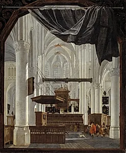 Det indre af Sint Gertrudiskerk i Bergen op Zoom by Gerard Houckgeest