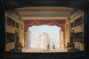 Det indvendige af Det kgl. teater under fremstillingen af Jacob v. Thyboe