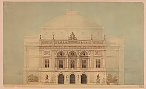 Det Kgl. Teater 1874. Facaden mod Kgs. Nytorv by Ove Petersen