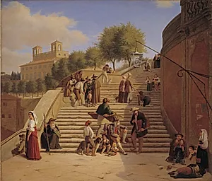 Det øverste parti af Den spanske Trappe i Rom by Julius Friedlænder