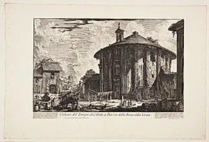Det såkaldte Vestatempel, tidligere kaldet Cybeletemplet, på Piazza della Bocca della Verità by Giovanni Battista Piranesi