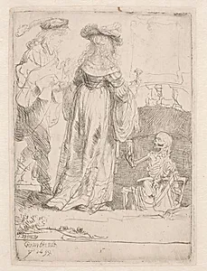 Det unge par og døden by Rembrandt van Rijn