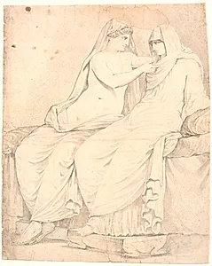 Detaille af "Det Aldobrandinske Bryllup" by Johannes Wiedewelt