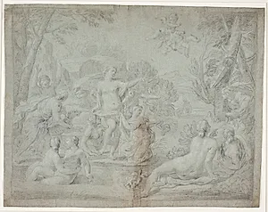 Diana og Aktæon. (Ovid, Net., III, 175 ff.) by Hendrik Krock