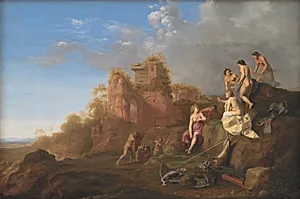 Diana og hendes nymfer by Cornelis van Poelenburch