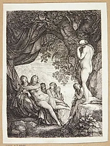 Diana opdager, at Callisto er gravid by Moyses van Wtenbrouck