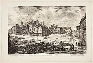 Diocletian's termer, nu bygget sammen med kirken Santa Maria degli Angeli by Giovanni Battista Piranesi
