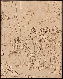Diogenes bortkaster sin drikkeskål by Salvator Rosa