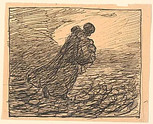 Døden går bort med barnet by Fritz Syberg