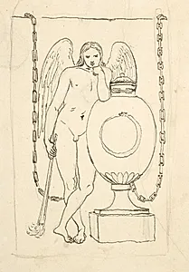 Dødens Genius, lænet til en urne by C.W. Eckersberg