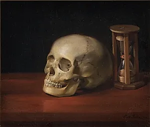 Dødningehoved og timeglas by C.A. Jensen