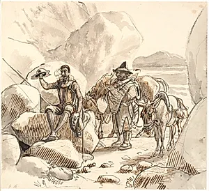 Don Quixote belærer Sancho om riddernes ry og fremtid by Wilhelm Marstrand