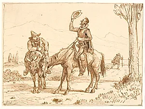 Don Quixote betragter sin hjelm by Wilhelm Marstrand