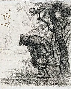 Don Quixote og Sancho Panza bag et træ by Honoré Daumier