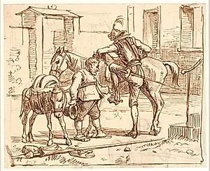 Don Quixote stiger til hest by Wilhelm Marstrand