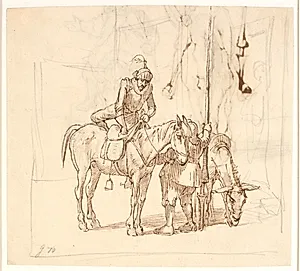 Don Quixote stiger til hest by Wilhelm Marstrand