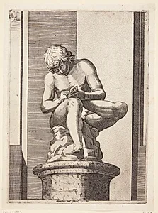 Dreng, der trækker en torn ud af sin fod (Spinario) by Diana Scultori