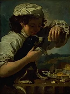 Dreng med en hund. (Allegori på "Smagen") by Bernardo Eberhart Keilhau