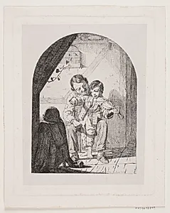 Drengen lærer at spille violin by Otto Haslund