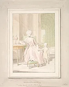 Dronning Caroline Mathilde med kronprins Frederik.