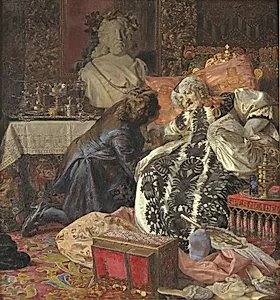 Dronning Sophie Amalies død by Kristian Zahrtmann