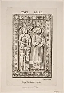 E. Eriksen og hustrus gravsten. Illustration til ”Nobilitas Daniae ex monumentis”