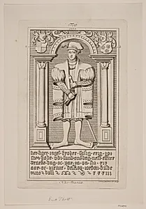 E. O. Thotts gravsten. Illustration til ”Nobilitas Daniae ex monumentis” by Odvardt Helmoldt de Lode