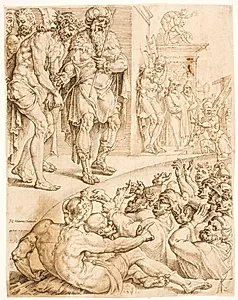 Ecce homo (Den tornekronede Kristus fremstilles af Pilatus for folket) by Maarten van Heemskerck