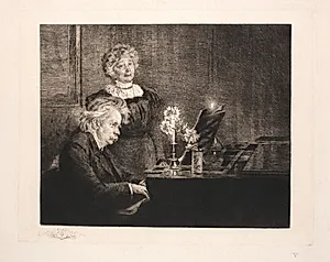 Edvard og Nina Grieg ved klaveret