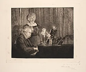 Edvard og Nina Grieg ved klaveret