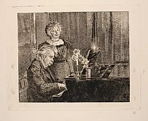 Edvard og Nina Grieg ved klaveret