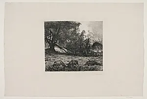 Efterår. Hjorte der kæmper by Thorvald Niss