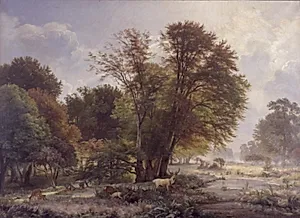 Efterårsmorgen i Jægersborg Dyrehave by C.F. Aagaard