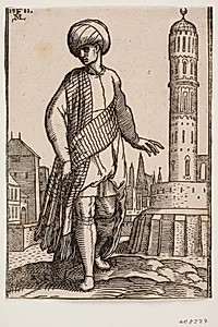 Elegant ung mand med turban og langt sjal by Melchior Lorck