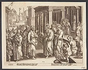 Elimas gøres blind by Adriaen Collaert