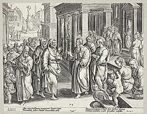 Elimas gøres blind by Adriaen Collaert