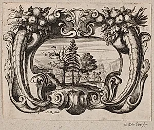 Emblem med en gartner og en amorin, som planter et træ by Christian Rothgiesser