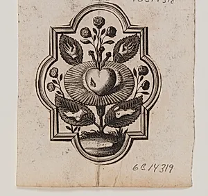 Emblem med et hjerte gennemboret af en rose by Ubekendt