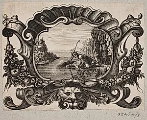 Emblem med hyrde, der spejler sig i en sø by Christian Rothgiesser