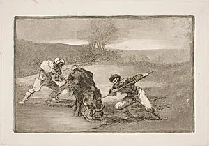 En anden måde at jage på til fods by Francisco de Goya
