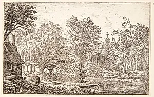 En båd ved en flodbred by Allaert van Everdingen