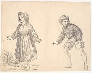 En barfodet pige og en barfodet dreng by Viggo Johansen