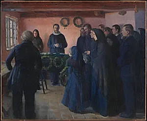 En begravelse by Anna Ancher