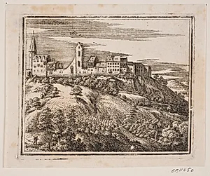 En bjergby, ligger til venstre by Frederik Laub