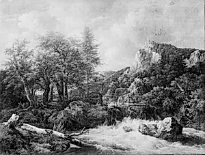 En bjergstrøm by Jacob Isaacksz. van Ruisdael