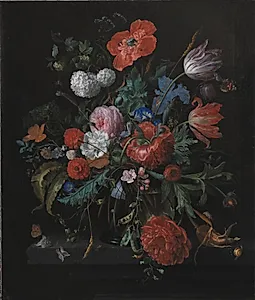 En blomsterbuket by Jacob van Walscapelle
